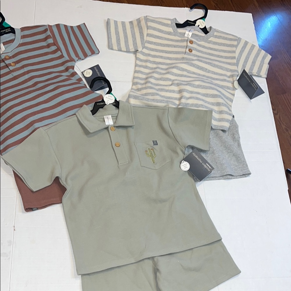 NWT-modern moments by Gerber-5T-lot of three- casual, short sleeve, short sets.